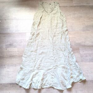 Francesca Bettini ITALY 100% Linen Sleeveless Dress V- Neck Green XS